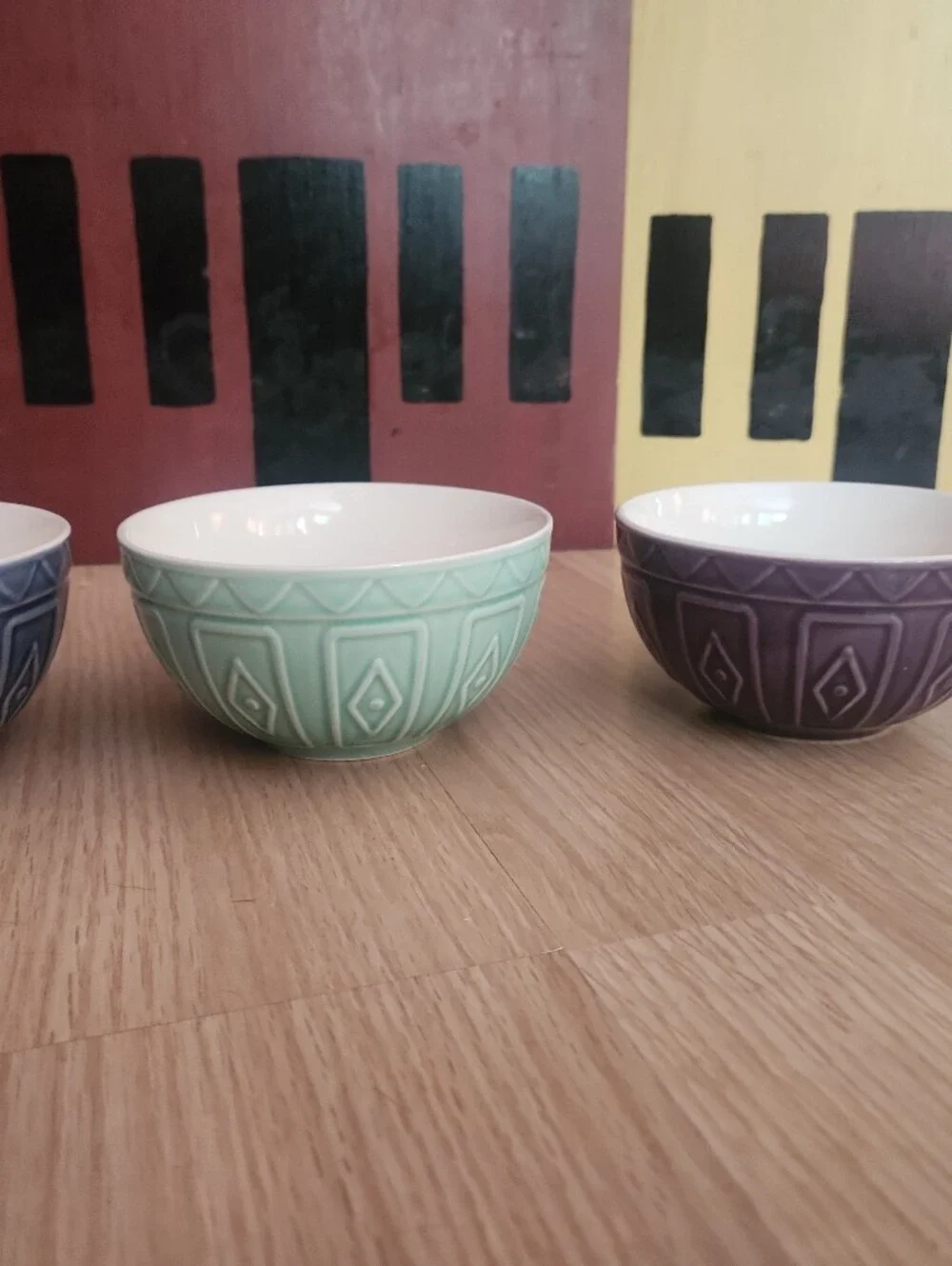 Set of Colorful Trudeau Ceramic Bowls - Pink, Blue, Green, Orange